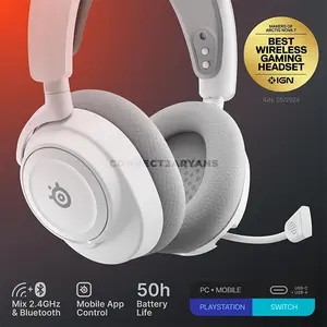 SteelSeries Arctis Nova 7 Wireless Gen 2 White Gaming Headset for PC, 2.4GHz + Bluetooth, 50+ Hour Battery, Neodymium Drivers, 360° Spatial Audio, Noise-Rejecting Mic, USB-C & ChatMix