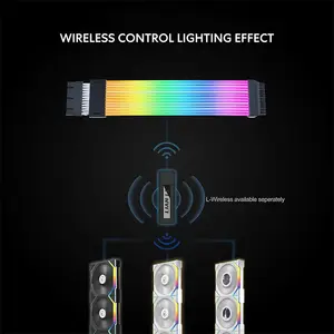 Lian Li Strimer Wireless 24P RGB Light Cable with Controller, Addressable RGB Motherboard Extension Cable Kit, Wireless Lighting Control System, Premium PC Modding Accessory