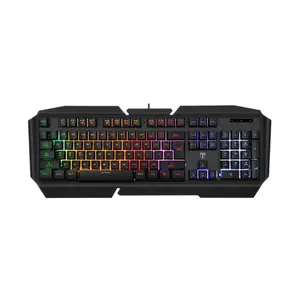 T-DAGGER Landing-ship T-TGK200 Gaming Keyboard, 104-Key Full-Size Layout, Rainbow Backlighting Effects, 19 Anti-Ghosting Keys, Wired USB Connectivity, Gaming Keyboard for Everyday and Competitive Gaming