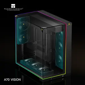 Thermalright A70 Vision LCD PC Case Black, ATX Mid Tower Chassis, 9.16-Inch Integrated LCD Display, Tempered Glass Panoramic Side Panel, High-Airflow Showcase Gaming Case
