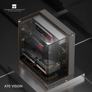 Thermalright A70 Vision LCD PC Case Black, ATX Mid Tower Chassis, 9.16-Inch Integrated LCD Display, Tempered Glass Panoramic Side Panel, High-Airflow Showcase Gaming Case