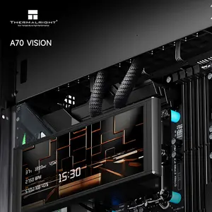 Thermalright A70 Vision LCD PC Case Black, ATX Mid Tower Chassis, 9.16-Inch Integrated LCD Display, Tempered Glass Panoramic Side Panel, High-Airflow Showcase Gaming Case