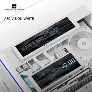 Thermalright A70 Vision LCD PC Case White, ATX Mid Tower Chassis, 9.16-Inch Integrated LCD Display, Tempered Glass Panoramic Side Panel, High-Airflow Showcase Gaming Case