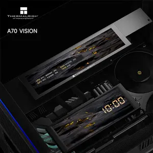 Thermalright A70 Vision LCD PC Case Black, ATX Mid Tower Chassis, 9.16-Inch Integrated LCD Display, Tempered Glass Panoramic Side Panel, High-Airflow Showcase Gaming Case