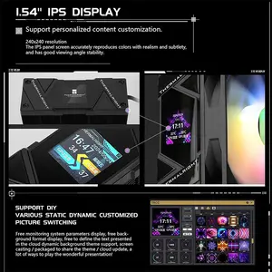 Thermalright TR 120 ASSASSIN SPIRIT VISION ARGB CPU Air Cooler, Single Tower, 4 Heatpipes, 120mm PWM Fan, 1.54-Inch IPS LCD Screen