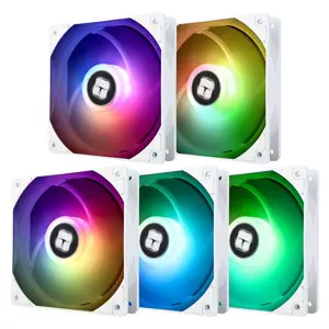 Thermalright TL-C12CW-S X5 120mm White High Airflow Case Fan Kit, Five Pack PWM Cooling Fans with Optimized Airflow Design