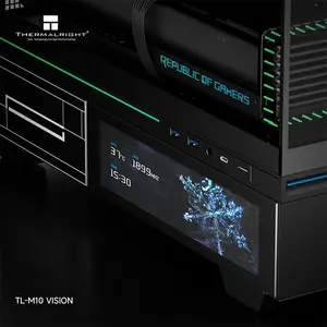Thermalright TL-M10 Vision LCD PC Case Black, Micro-ATX Mid Tower Chassis, 9.16-Inch Integrated LCD Display, 4×120mm ARGB Fans Included, Tempered Glass Showcase Gaming Case