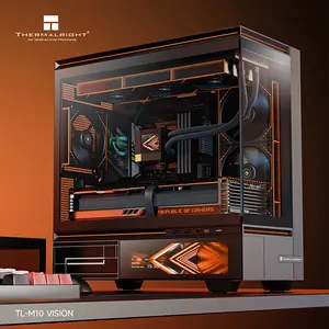 Thermalright TL-M10 Vision LCD PC Case Black, Micro-ATX Mid Tower Chassis, 9.16-Inch Integrated LCD Display, 4×120mm ARGB Fans Included, Tempered Glass Showcase Gaming Case