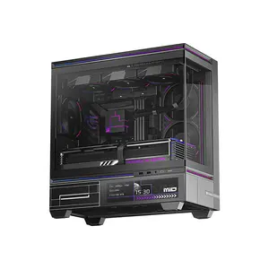 Thermalright TL-M10 Vision LCD PC Case Black, Micro-ATX Mid Tower Chassis, 9.16-Inch Integrated LCD Display, 4×120mm ARGB Fans Included, Tempered Glass Showcase Gaming Case