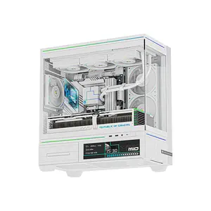 Thermalright TL-M10W VISION LCD PC Case White, Micro-ATX Mid Tower Chassis, 9.16-Inch Integrated LCD Display, 4×120mm ARGB Fans Included, Tempered Glass Showcase Gaming Case