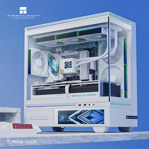 Thermalright TL-M10W VISION LCD PC Case White, Micro-ATX Mid Tower Chassis, 9.16-Inch Integrated LCD Display, 4×120mm ARGB Fans Included, Tempered Glass Showcase Gaming Case