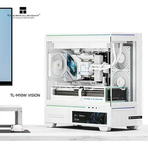 Thermalright TL-M10W VISION LCD PC Case White, Micro-ATX Mid Tower Chassis, 9.16-Inch Integrated LCD Display, 4×120mm ARGB Fans Included, Tempered Glass Showcase Gaming Case
