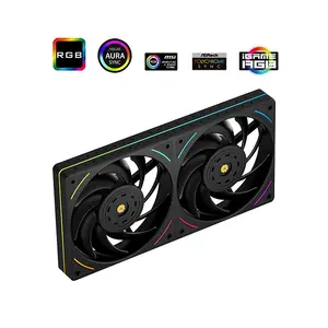 Thermalright TL-UB24 ARGB Case Fan Black, 240mm Dual-Fan Frame Design, Dual 120mm PWM Fans, 2150 RPM Maximum Speed, Integrated Addressable RGB Lighting, High-Airflow Cooling Solution