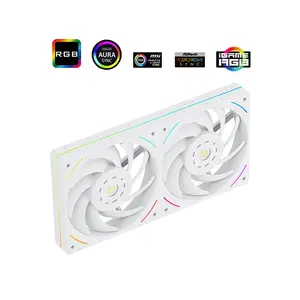 Thermalright TL-UB24W ARGB Case Fan White, 240mm Dual-Fan Frame Design, Dual 120mm PWM Fans, 2150 RPM Maximum Speed, Integrated Addressable RGB Lighting, High-Airflow Cooling Solution