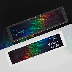 Thermalright Trofeo Vision LCD Display Black, 9.16-Inch IPS Screen, 1920×480 Resolution, USB Type-C Connectivity, Ultra-Wide System Monitoring and PC Case Display Panel