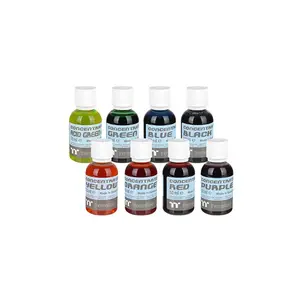 Thermaltake Premium Concentrate Coolant 4 Bottle Pack Blue Green Orange Yellow Edition, Liquid Cooling Coolant Kit, Multi-Color PC Water Cooling Solution