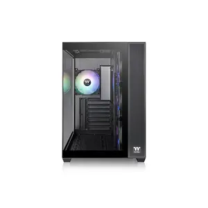 Thermaltake View 380 TG ARGB Gaming Case Black Edition, Panoramic Tempered Glass Chassis, ARGB Fan Equipped Design, Showcase Gaming PC Case