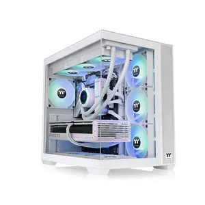 Thermaltake View 380 TG ARGB Gaming Case White Edition, Panoramic Tempered Glass Chassis, ARGB Fan Equipped Design, Showcase Gaming PC Case
