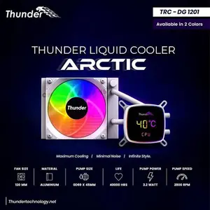 Thunder Arctic TRC-DG-120 I White Liquid CPU Cooler, 120mm AIO Radiator, PWM ARGB Cooling Fan, All-in-One CPU Cooler