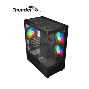 Thunder Black Fox TGC-747 Micro-ATX Gaming Case, 3 Pre-Installed ARGB Fans, Dual Tempered Glass Panels, 240mm Radiator Support, High-Airflow Gaming Chassis