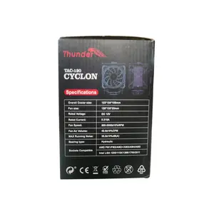 Thunder Cyclone CPU Air Cooler, Dual Tower Heatsink Design, 6 Copper Heatpipes, Dual 120mm ARGB Cooling Fans, High-Performance Air Cooling Solution for Gaming and Workstation Processors