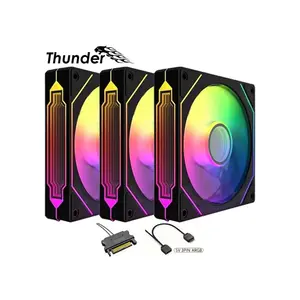 Thunder Flurry TCS-I27B ARGB Infinity Fan Kit, Triple 120mm Case Cooling Fans, Infinity Mirror ARGB Lighting Effects, High-Airflow Performance, Premium PC Cooling Fan Pack Black Edition