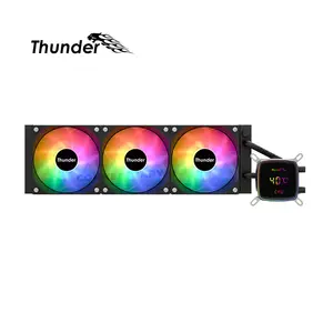 Thunder JEZEBEL TRC-DG3601 Black 360mm AIO Liquid CPU Cooler, Triple 120mm PWM ARGB Cooling Fans, Digital Temperature Display, High-Performance All-in-One CPU Cooler for Intel & AMD