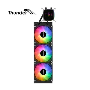 Thunder JEZEBEL TRC-DG3601 Black 360mm AIO Liquid CPU Cooler, Triple 120mm PWM ARGB Cooling Fans, Digital Temperature Display, High-Performance All-in-One CPU Cooler for Intel & AMD