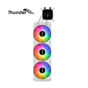 Thunder JEZEBEL TRC-DG3601 White 360mm AIO Liquid CPU Cooler, Triple 120mm PWM ARGB Cooling Fans, Digital Temperature Display, High-Performance All-in-One CPU Cooler for Intel & AMD