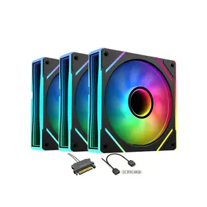 Thunder Marin TCS-I36B ARGB Fan Kit Black, Triple 120mm Infinity Mirror ARGB Fans, Addressable RGB Lighting Effects, High-Airflow Cooling Performance, PC Case Fan Pack