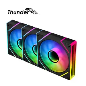 Thunder Marin TCS-I36B ARGB Fan Kit Black, Triple 120mm Infinity Mirror ARGB Fans, Addressable RGB Lighting Effects, High-Airflow Cooling Performance, PC Case Fan Pack