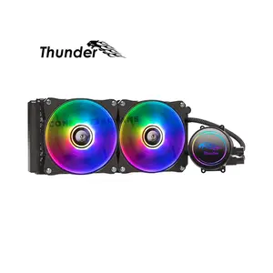 Thunder Mistral TRC-240 Black Liquid CPU Cooler, 240mm AIO Radiator, Dual 120mm PWM ARGB Fans, Infinity Mirror CPU Cooler