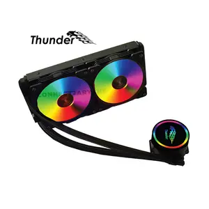 Thunder Mistral TRC-240 Black Liquid CPU Cooler, 240mm AIO Radiator, Dual 120mm PWM ARGB Fans, Infinity Mirror CPU Cooler