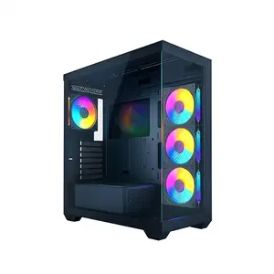 Thunder NOVA Gaming Case TGC-1017 Black, ATX Mid Tower Chassis, 4 Pre-Installed ARGB Infinity Mirror Fans, Tempered Glass Front and Side Panels, High-Airflow Showcase Gaming PC Case