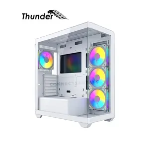Thunder Nova TGC-1017 White ATX Gaming Case, Tempered Glass Side Panel, 4 ARGB Infinity Fans, High-Airflow Design, Mid-Tower Chassis