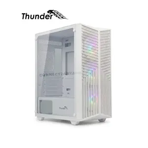 Thunder Saber TGC-1008 White ARGB ATX Mid-Tower PC Case, Tempered Glass Side Panel, 3 Pre-Installed ARGB Fans, High-Airflow Design, 360mm Radiator Support