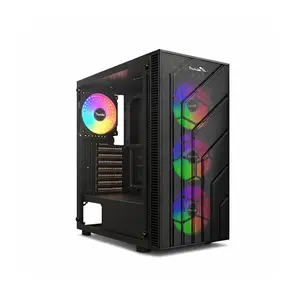 Thunder Shield TGC 2034 Black Gaming Case, 3× ARGB Pre-Installed Fans, Tempered Glass Side Panel, ATX Mid-Tower Chassis, High-Airflow Gaming PC Case