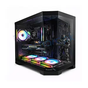 Thunder Spartan TGC-2142 Gaming Case Black, Micro-ATX Mid Tower Chassis, 4 Pre-Installed ARGB Cooling Fans, Tempered Glass Side Panel, High-Airflow Gaming PC Case