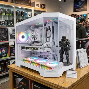 Thunder Spartan TGC-2142 Gaming Case White, Micro-ATX Mid Tower Chassis, 4 Pre-Installed ARGB Cooling Fans, Tempered Glass Side Panel, High-Airflow Gaming PC Case