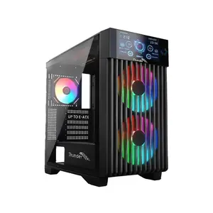 Thunder Swagger TGC-2007 Gaming Case Black, ATX Mid Tower Chassis, Integrated LCD Display Panel, 3 Pre-Installed ARGB Cooling Fans, Tempered Glass Side Panel, High-Airflow Showcase Gaming PC Case