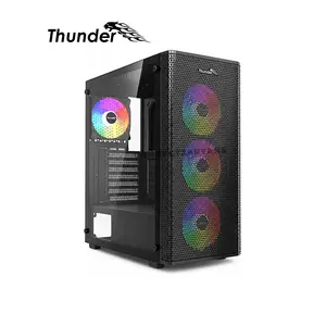 Thunder Talon TGC-2124 Black ATX Gaming Case, Mesh Front Panel, 3 Pre-Installed ARGB Fans, 360mm Front Radiator Support, Tempered Glass Side Panel