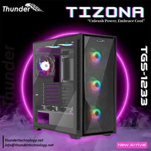 Thunder Tizona TGC 1233 Gaming Case, 4× ARGB Pre-Installed Fans, Tempered Glass Side Panel, ATX Mid-Tower Chassis, High-Airflow Gaming PC Case