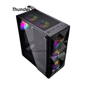 Thunder Triumph TGC-414 Black ATX Gaming Case, Tempered Glass Side Panel, 3 Pre-Installed ARGB Fans, High-Airflow Design, Mid-Tower Chassis