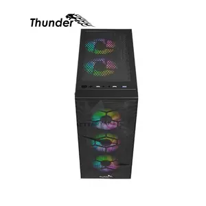 Thunder Triumph TGC-414 Black ATX Gaming Case, Tempered Glass Side Panel, 3 Pre-Installed ARGB Fans, High-Airflow Design, Mid-Tower Chassis