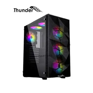 Thunder Triumph TGC-414 Black ATX Gaming Case, Tempered Glass Side Panel, 3 Pre-Installed ARGB Fans, High-Airflow Design, Mid-Tower Chassis