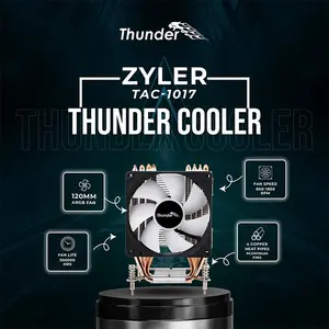 Thunder Zyler RGB CPU Air Cooler, Single Tower Heatsink Design, 4 Copper Heatpipes, 120mm RGB Cooling Fan, Intel and AMD Platform Compatibility, Efficient CPU Air Cooling Solution