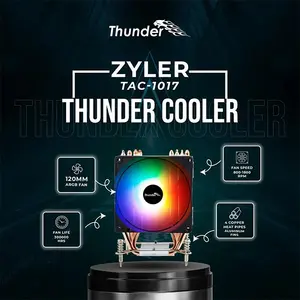 Thunder Zyler RGB CPU Air Cooler, Single Tower Heatsink Design, 4 Copper Heatpipes, 120mm RGB Cooling Fan, Intel and AMD Platform Compatibility, Efficient CPU Air Cooling Solution