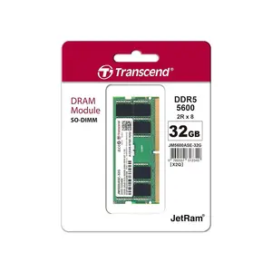 Transcend 32GB DDR5 5600MHz SO-DIMM Laptop Memory Module, High-Speed Notebook RAM Upgrade, Next-Generation Performance Memory for Gaming Laptops and Professional Mobile Workstations