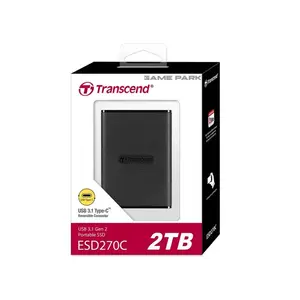 Transcend ESD270C 2TB Portable External SSD, USB 3.1 Gen 2 Type-C High-Speed Storage Drive, 520MB/s Solid State External SSD