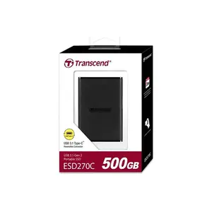 Transcend ESD270C 500GB Portable External SSD, USB 3.1 Gen 2 Type-C Storage Drive, 520MB/s High-Speed Data Transfer Solid State Drive